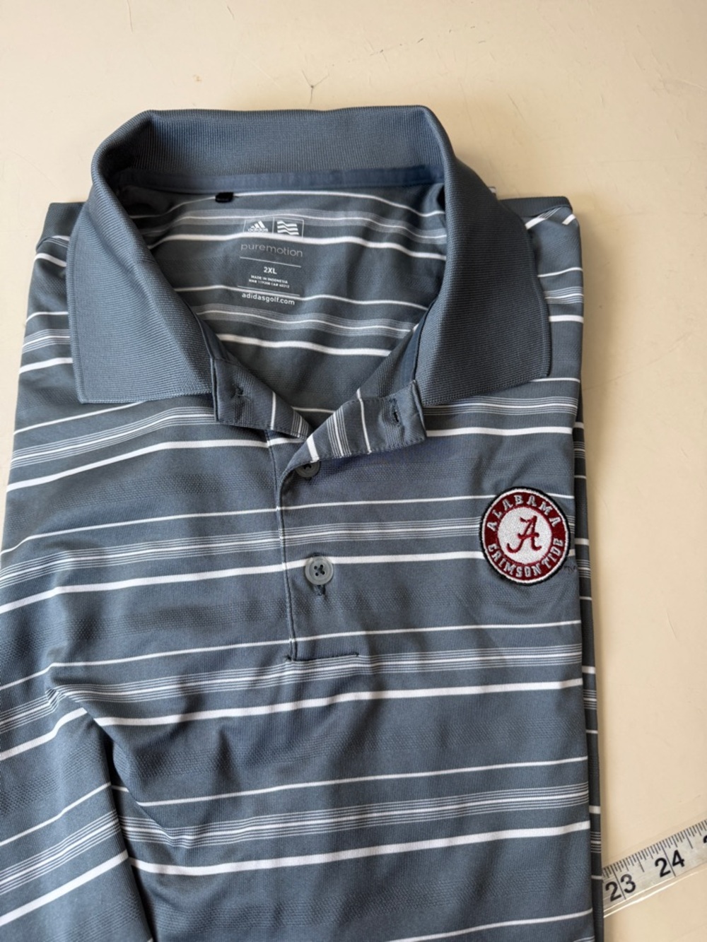 adidas Gray Striped Puremotion Alabama Polo
